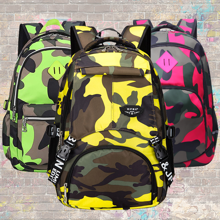 Rugzak Camo Green Camouflage Rugtas Schooltas Stoere Kinderrugzak reitontassen